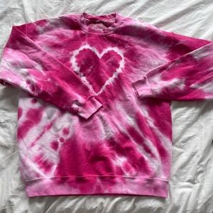 Urban Outfitters Urban Renewal Heart Tie-Dye Crewneck Sweatshirt